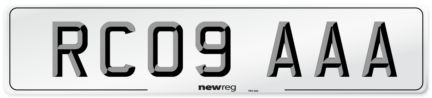 RC09 AAA Number Plate from New Reg